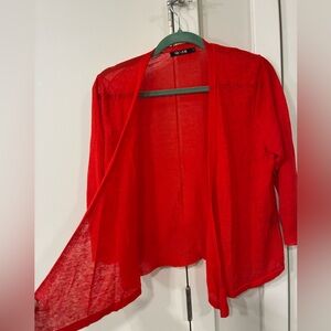 NIC+ZOE Vibrant Red Open Cardigan